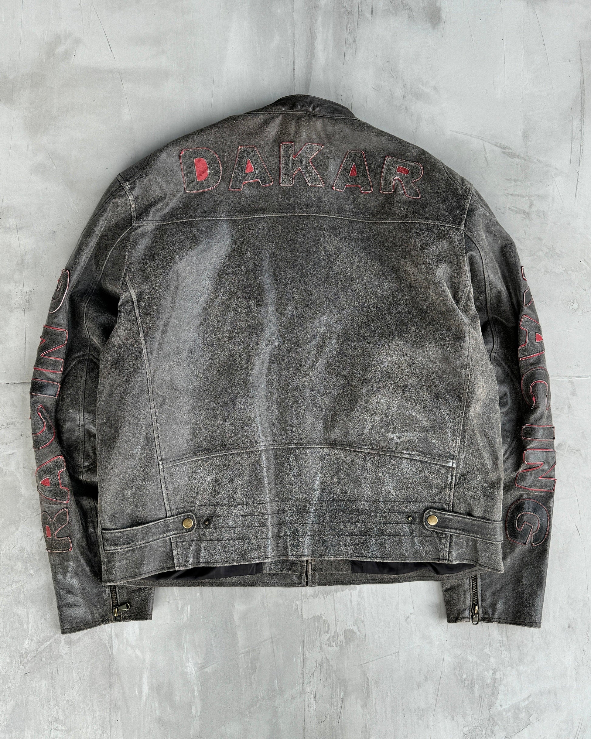 DAKAR 90'S BLACK LEATHER RACER JACKET - XL - Known Source