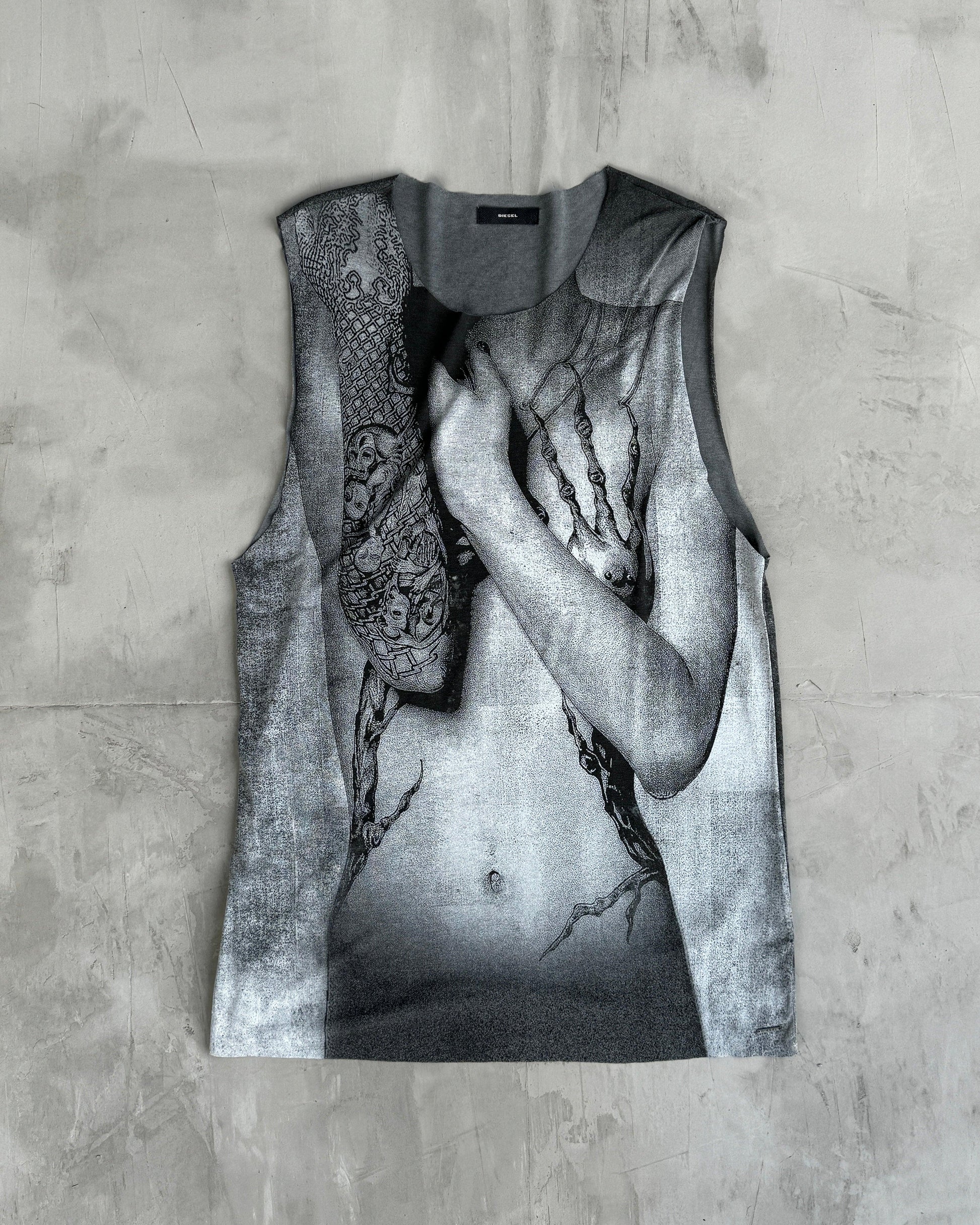 DIESEL 2000'S NAKED BODY PRINT VEST - L - Known Source