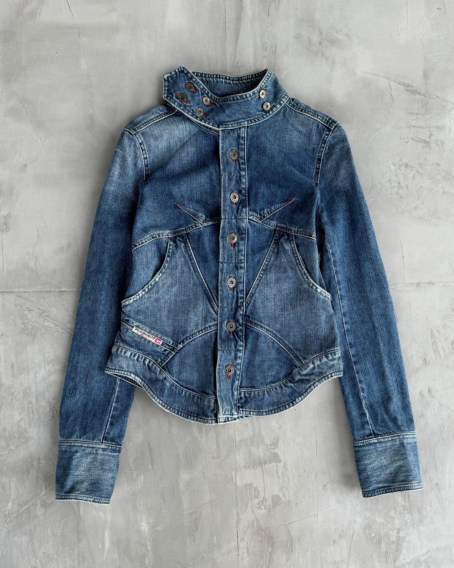 DIESEL 2000'S LACE UP CORSET DENIM JACKET - M - Known Source