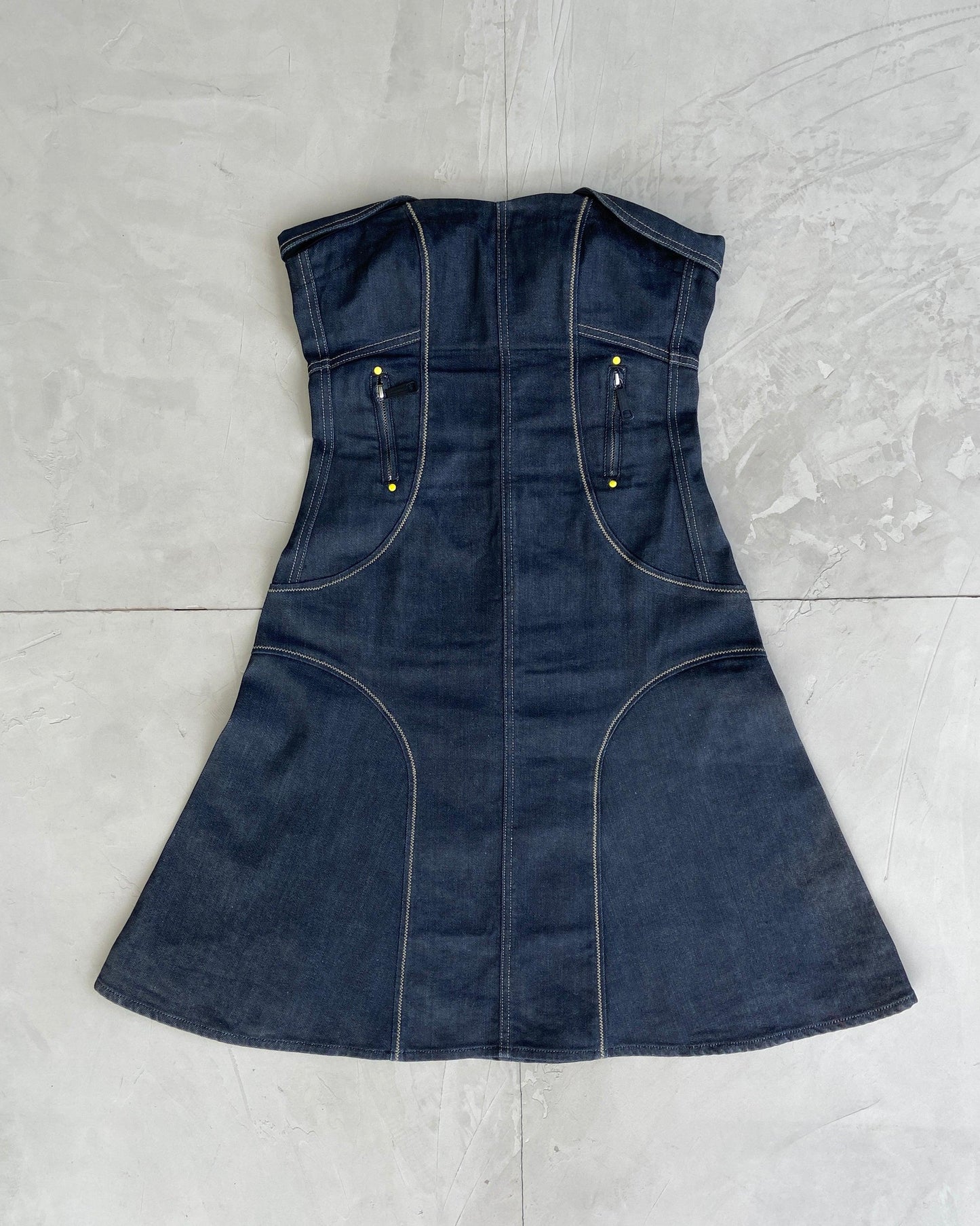 DIESEL 2000'S DENIM STRAPLESS DRESS - M - Known Source