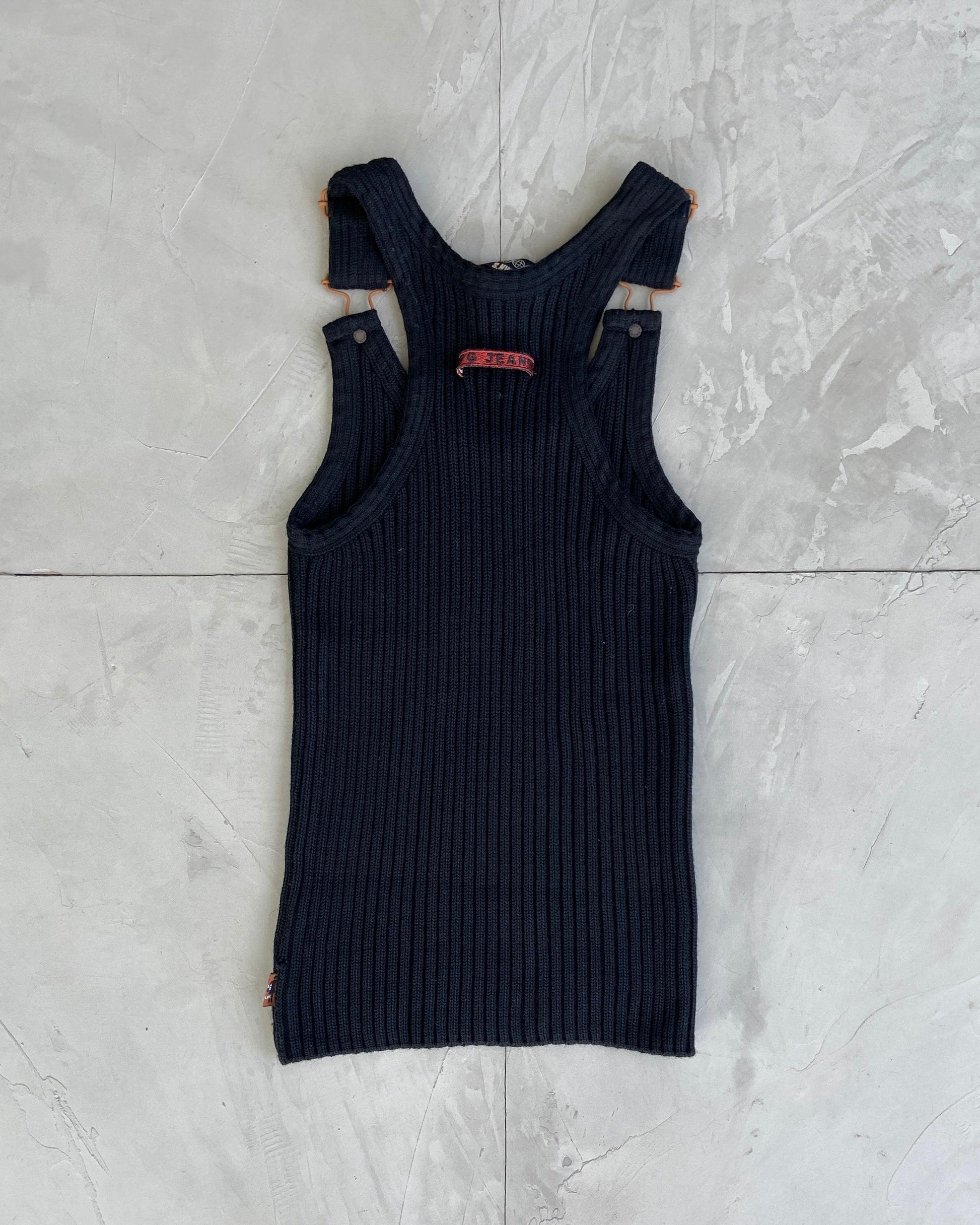 JEAN PAUL GAULTIER 'JPG JEANS' RIBBED VEST TOP - M - Known Source