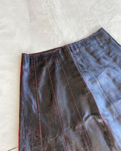 MUXART CRACKED LEATHER SKIRT - EU 42 / UK 14 - Known Source