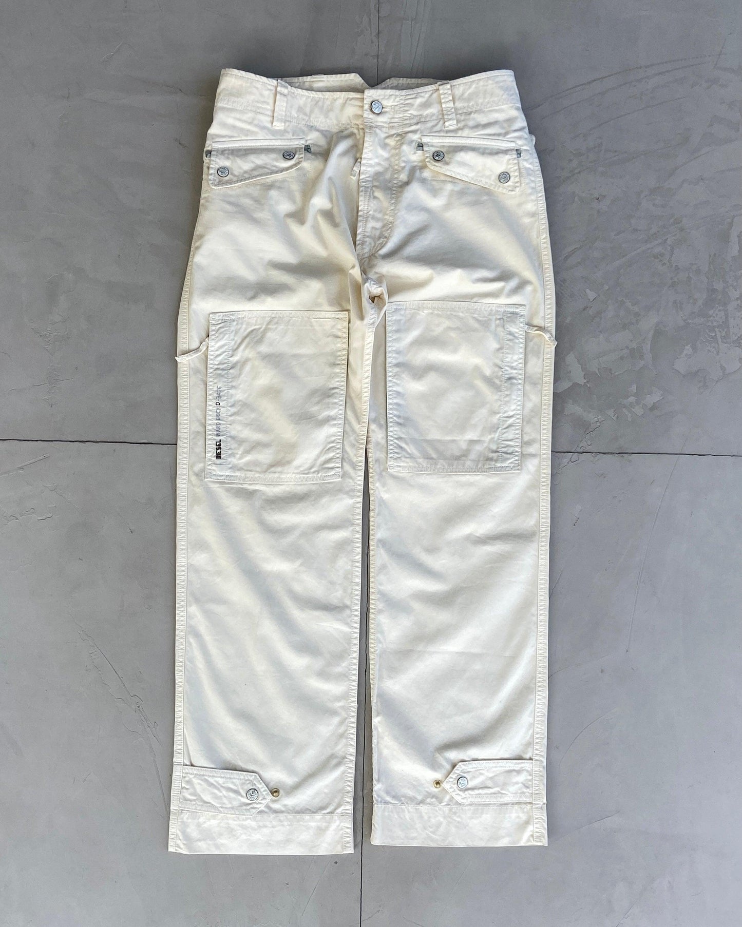DIESEL 2000'S CREAM CARGO TROUSERS - W29" - Known Source