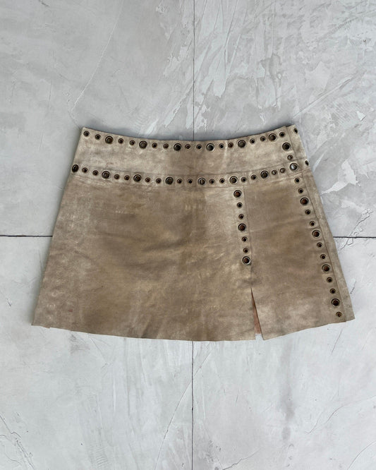 DOLCE & GABBANA D&G LEATHER EYELET MINI SKIRT - S/M - Known Source