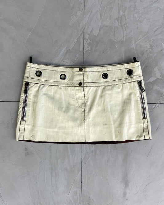 GAS 2000'S 'PAINTED' LEATHER MINI SKIRT - M - Known Source