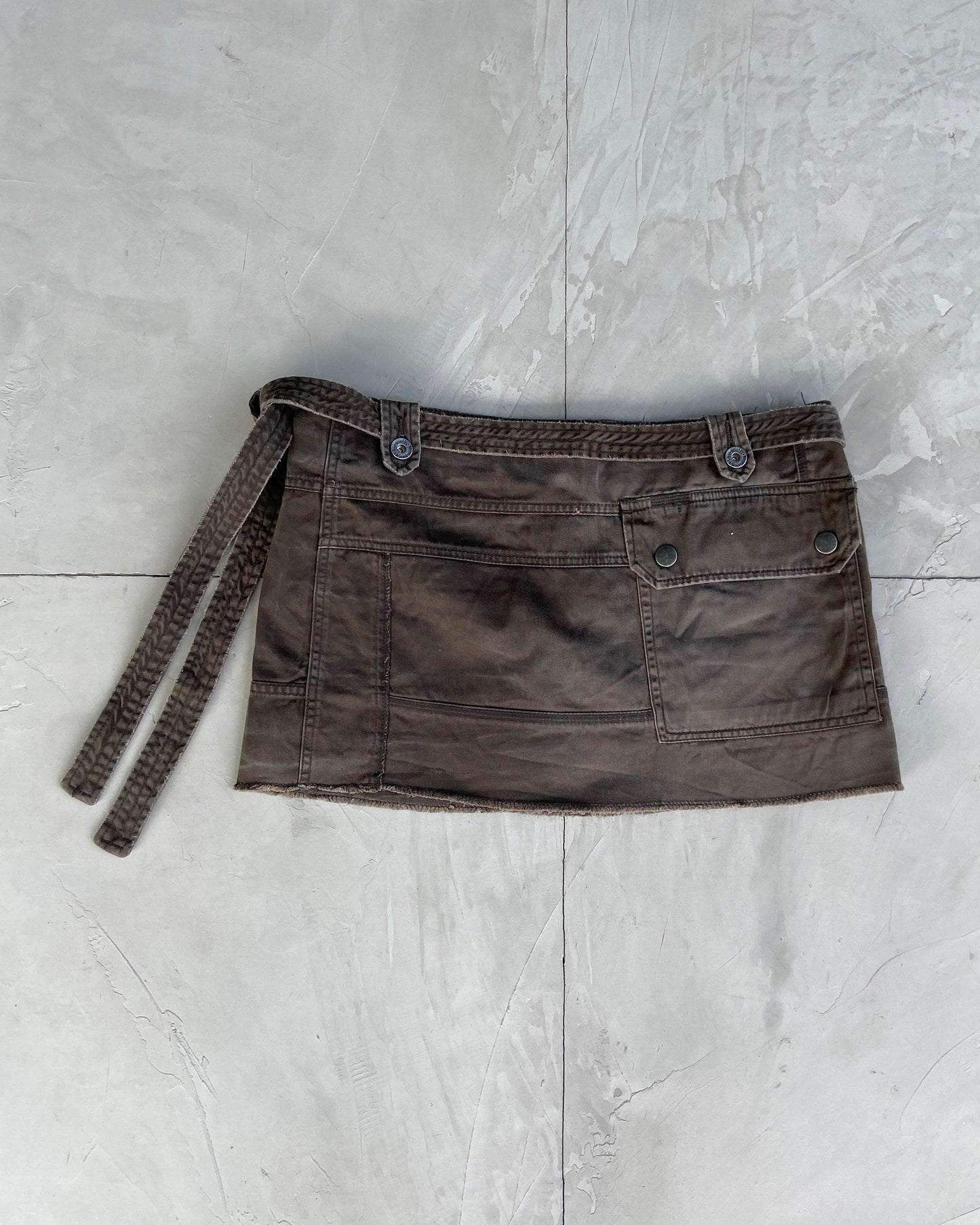 DIESEL 00'S KHAKI WRAP MINI SKIRT - M - Known Source