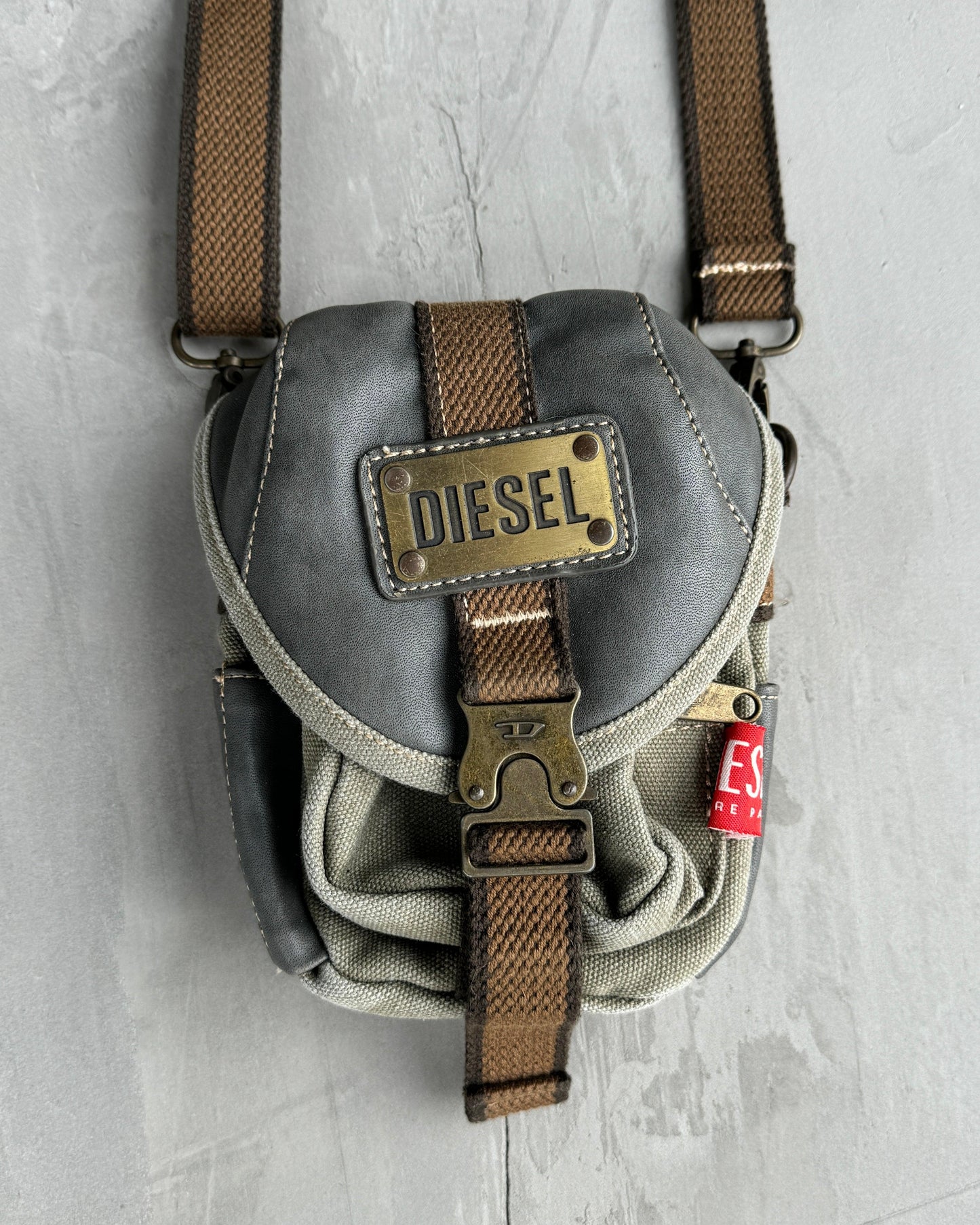 DIESEL LEATHER & CANVAS SIDE BAG - Known Source