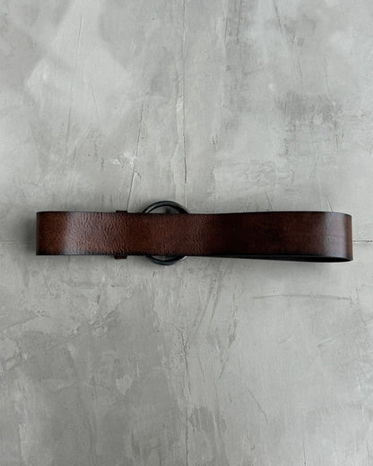 DIESEL CHUNKY METAL & BROWN LEATHER BELT - M - Known Source