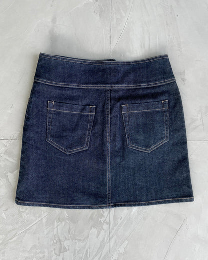 BURBERRY DOUBLE BELTED DENIM SKIRT - UK 6 - Known Source