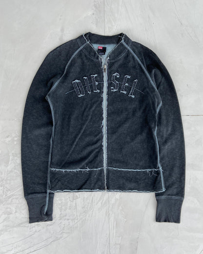 DIESEL DISTRESSED ZIP UP HOODIE - M - Known Source