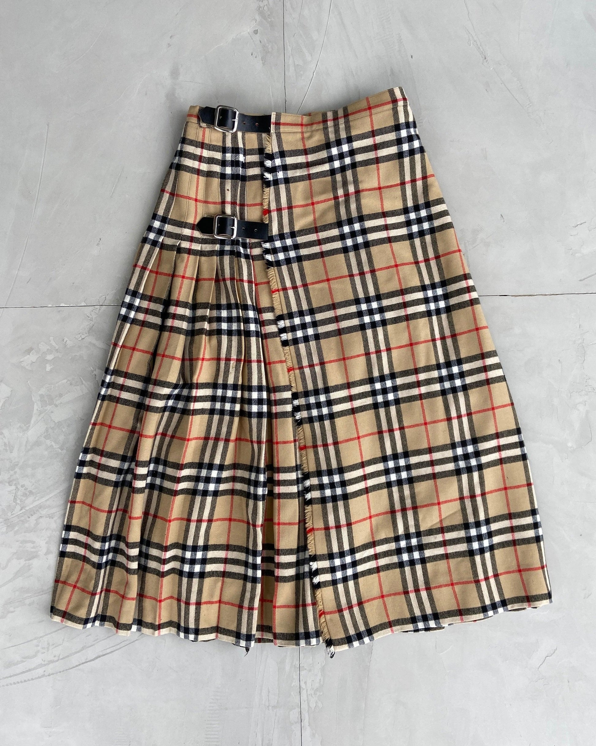 BURBERRY NOVA PLAID WRAP WOOL MAXI SKIRT - S - Known Source