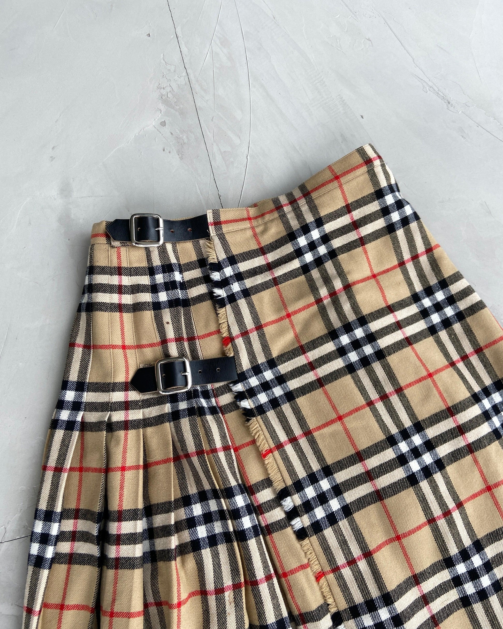 BURBERRY NOVA PLAID WRAP WOOL MAXI SKIRT - S - Known Source