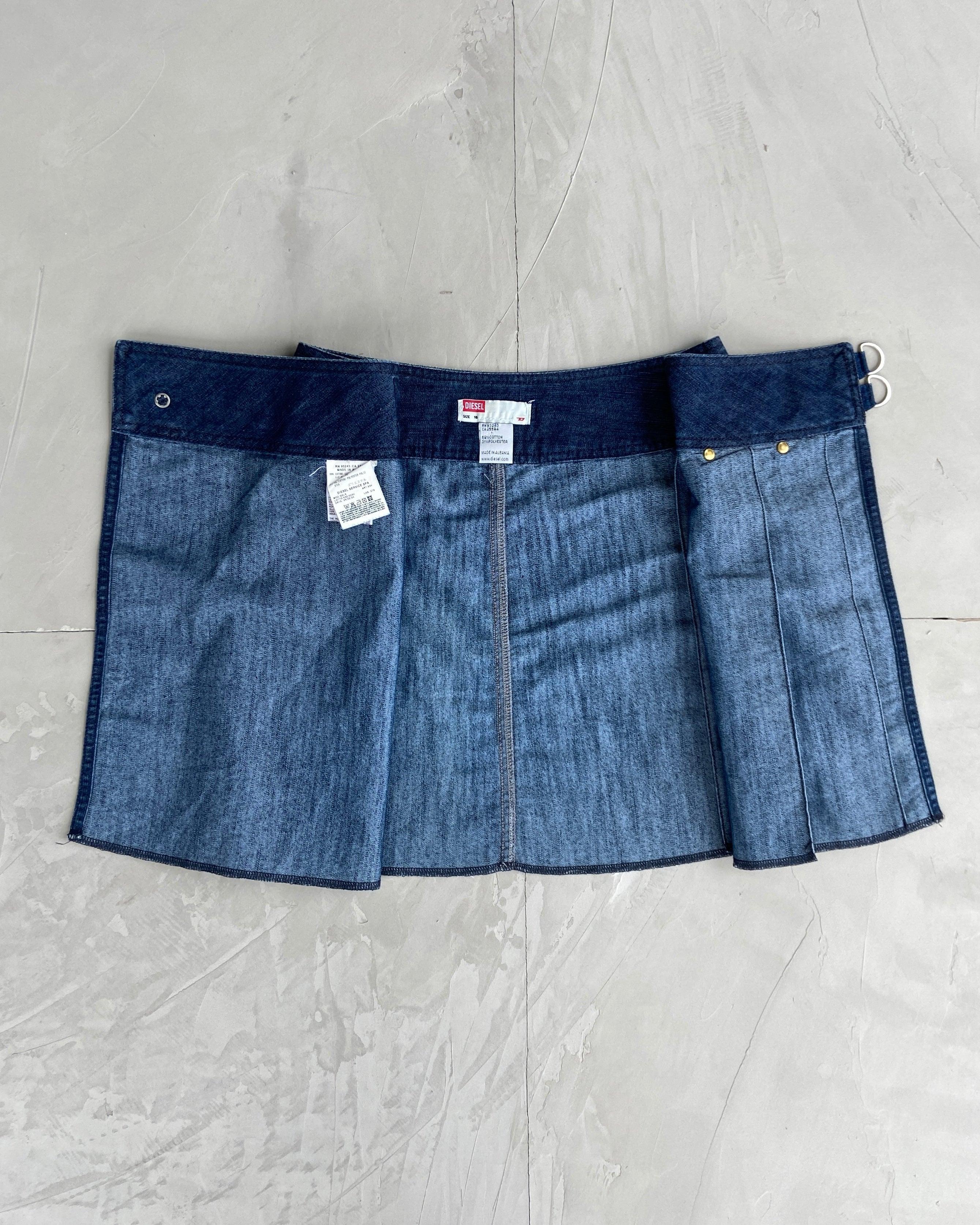 DIESEL 90 S WRAP PLEATED DENIM SKIRT XS Known Source