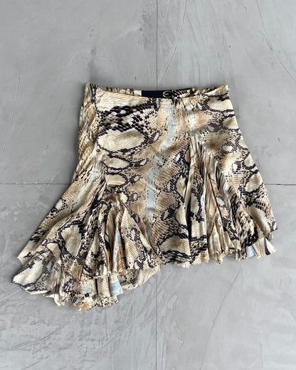 JUST CAVALLI 2000'S SNAKE PRINT ASYMMETRIC SKIRT - S - Known Source