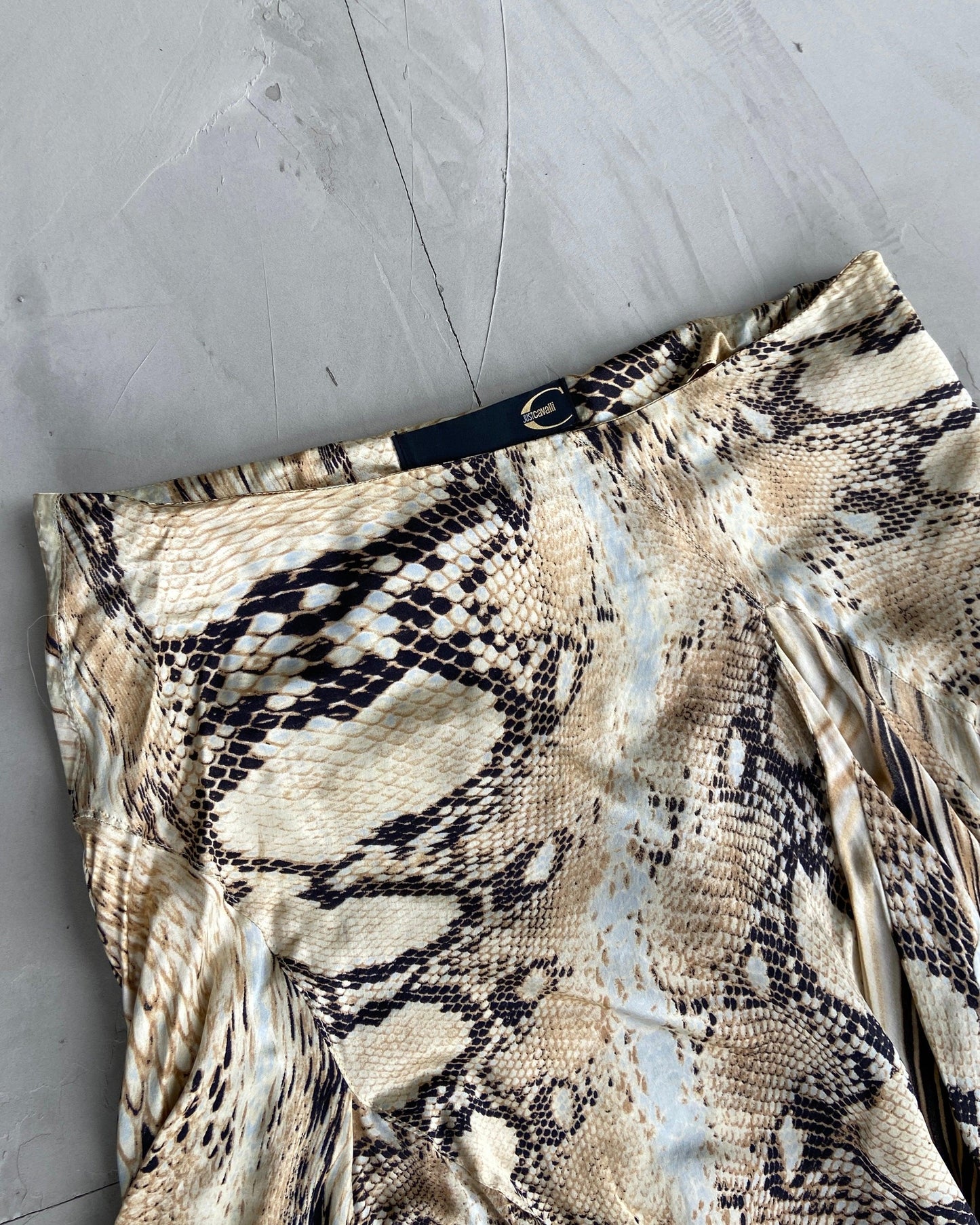 JUST CAVALLI 2000'S SNAKE PRINT ASYMMETRIC SKIRT - S - Known Source