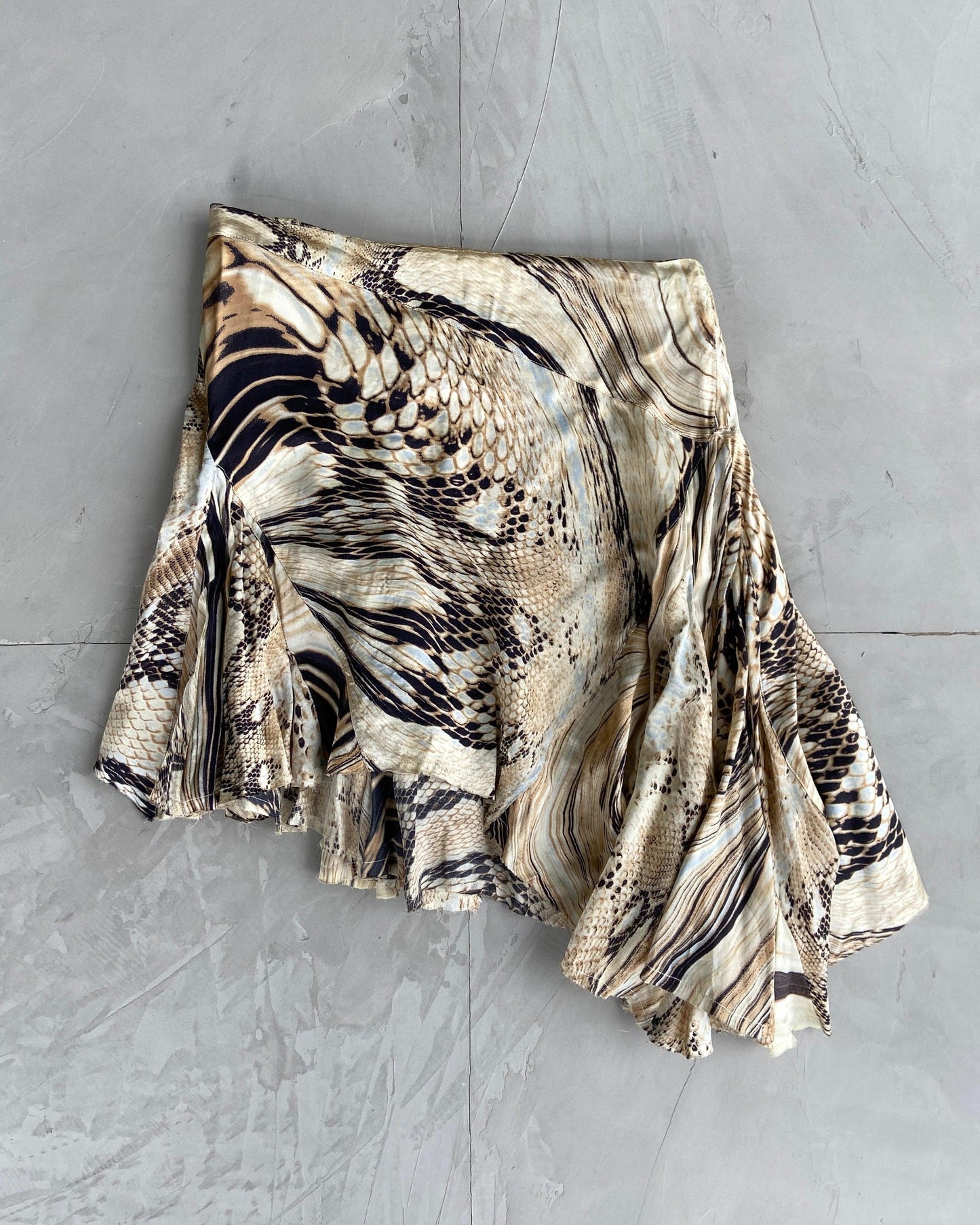 JUST CAVALLI 2000'S SNAKE PRINT ASYMMETRIC SKIRT - S - Known Source