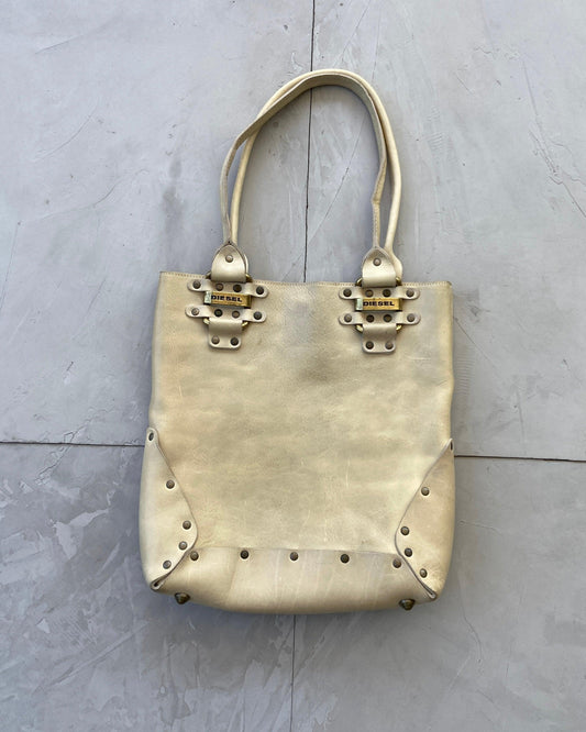 DIESEL 2000'S LEATHER STUDDED TOTE BAG - Known Source