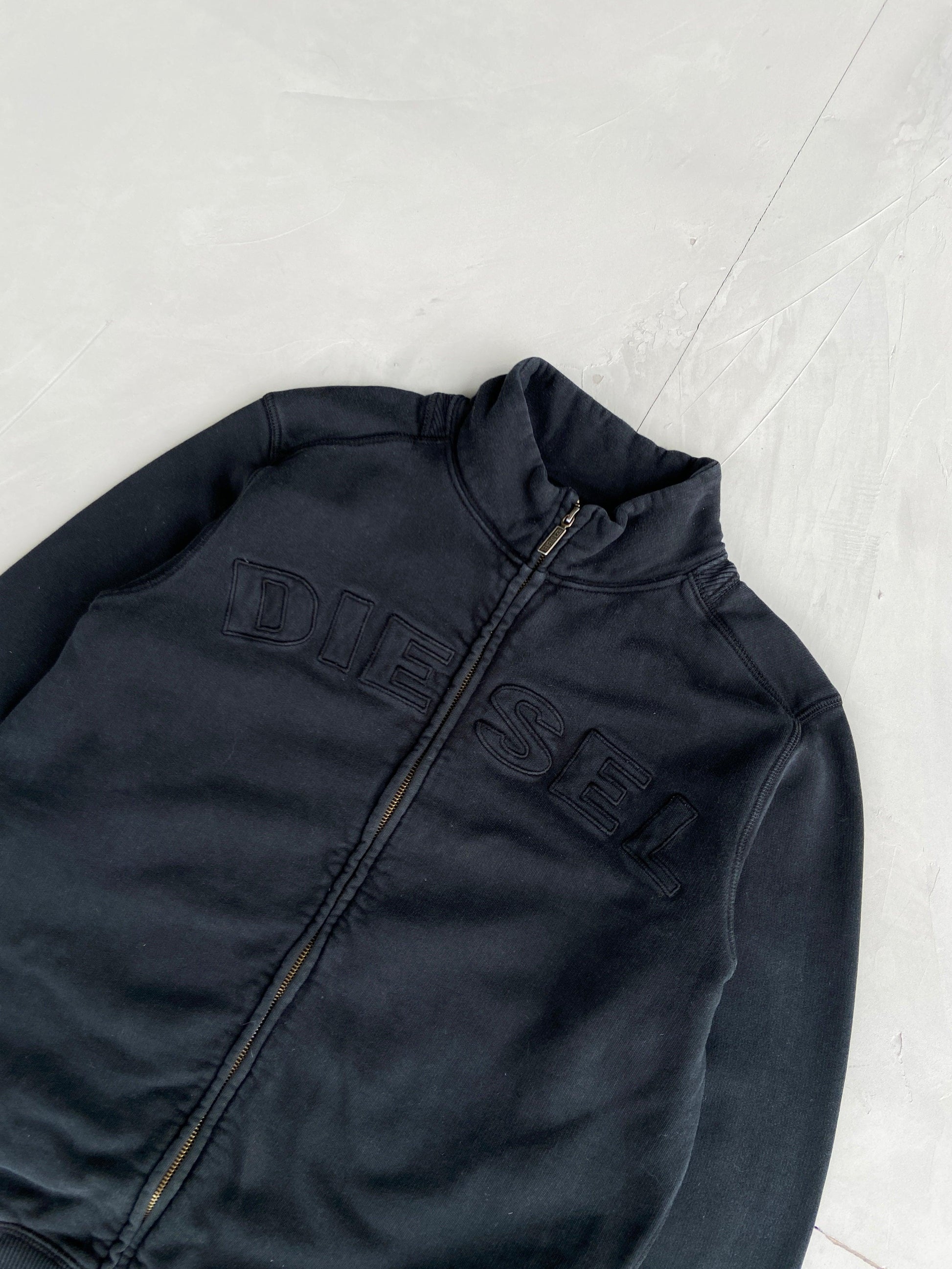 DIESEL 2000'S LOGO ZIP UP SWEATSHIRT - S - Known Source