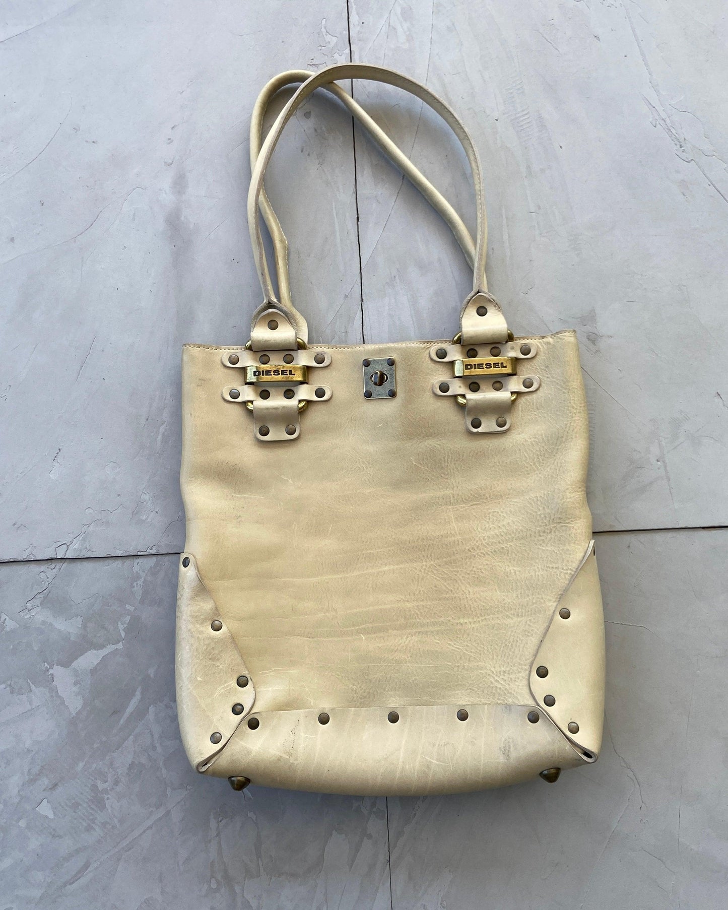 DIESEL 2000'S LEATHER STUDDED TOTE BAG - Known Source