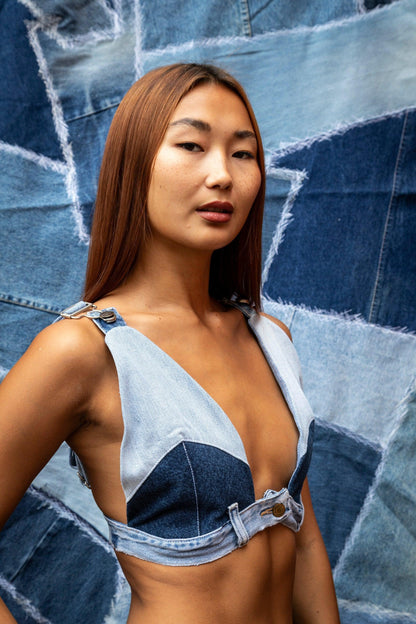 VT Rework : Dickies Two Tone Denim Bralette - Known Source