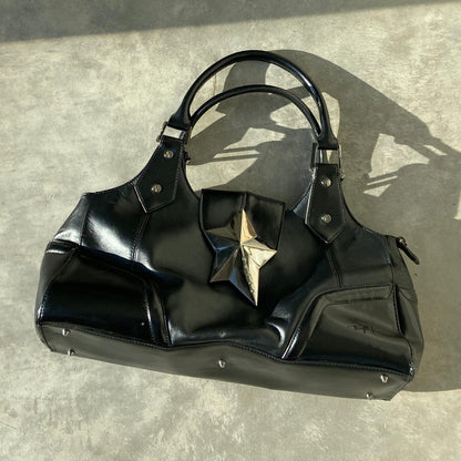 THIERRY MUGLER STRUCTURED LEATHER AND CHROME STAR BAG - Known Source