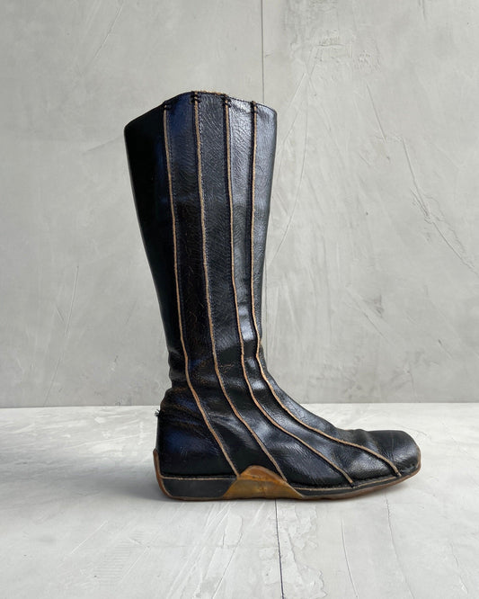 DIESEL 90'S CRACKED LEATHER SQUARE TOE BOOTS - UK 8 - Known Source