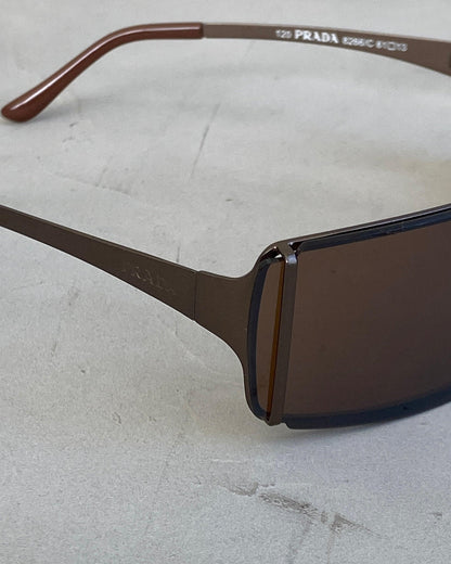 PRADA 90'S RIMLESS WRAP AROUND BROWN SUNGLASSES - Known Source