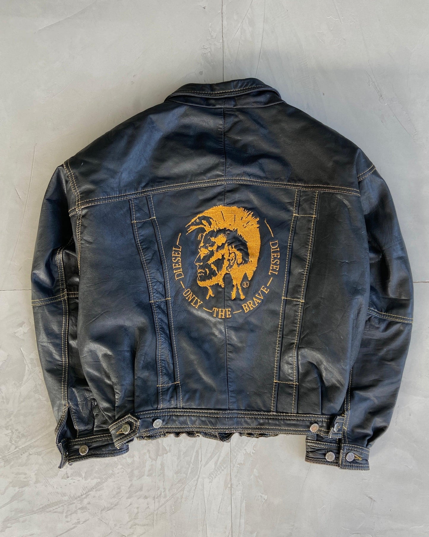 DIESEL 90'S BLACK LEATHER JACKET - M - Known Source