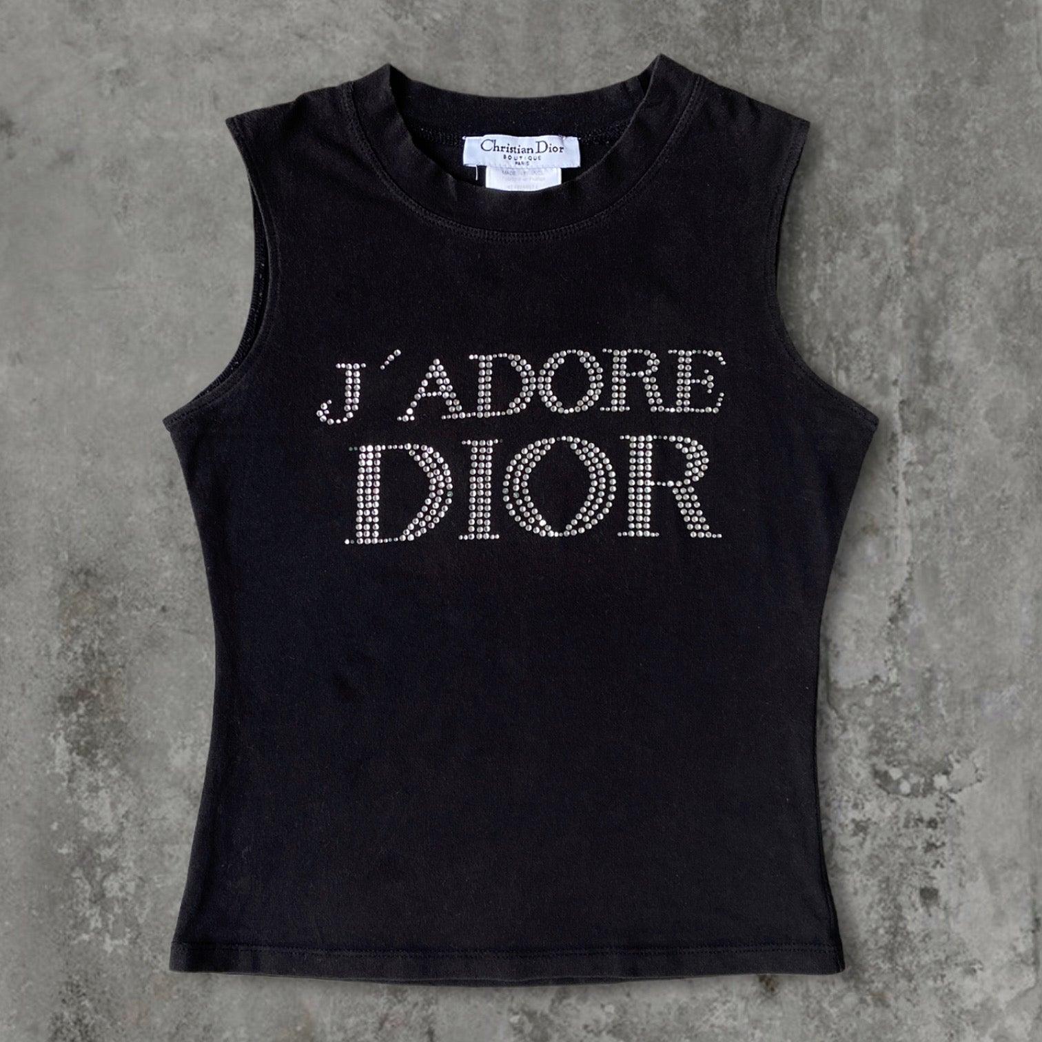 DIOR 'J'ADORE DIOR' RHINESTONED VEST TOP - M - Known Source