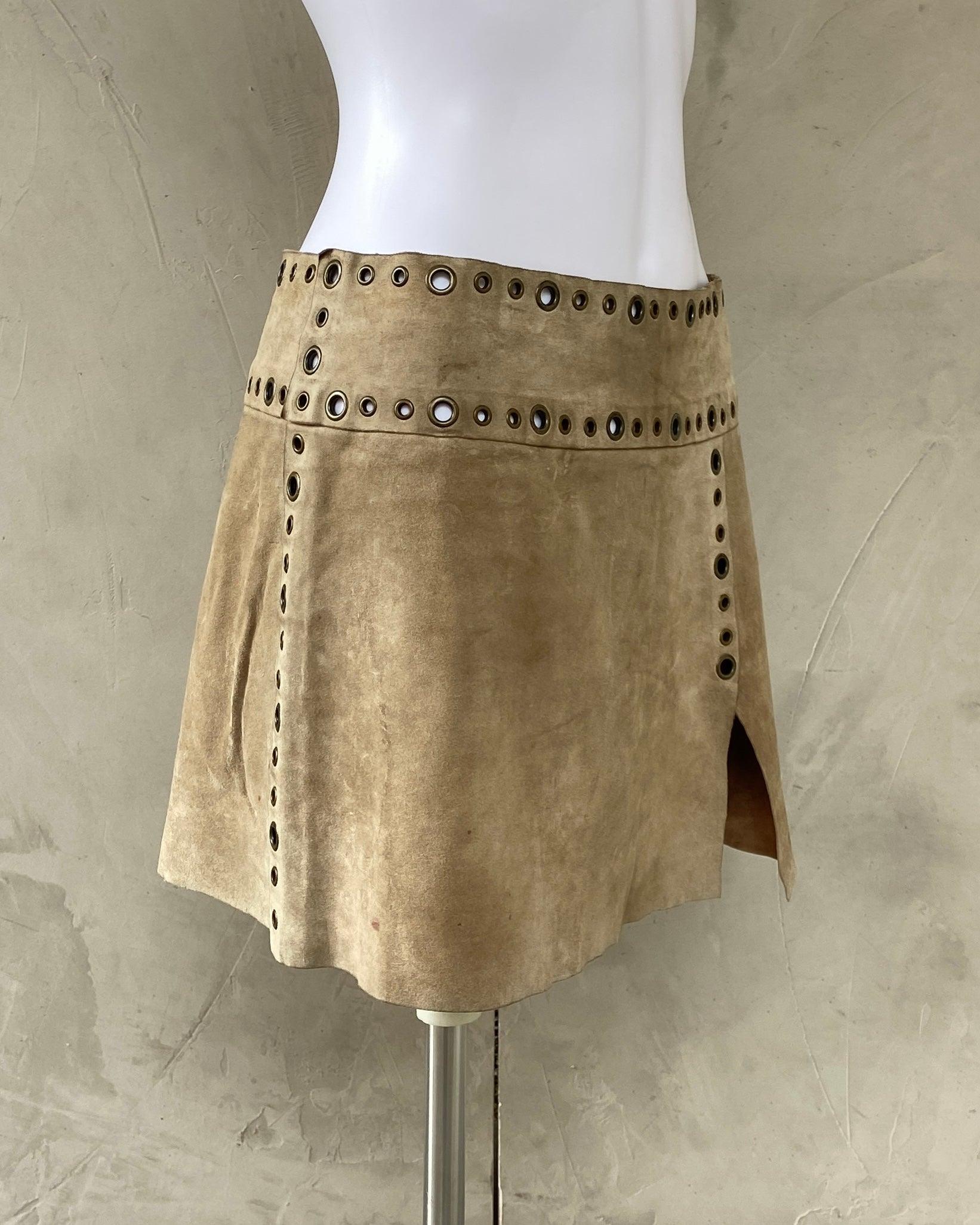 DOLCE & GABBANA D&G LEATHER EYELET MINI SKIRT - S/M - Known Source