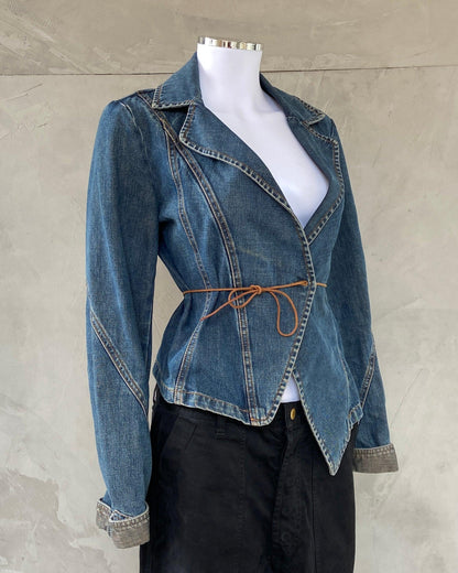 PLEIN SUD 2000'S DENIM WRAP JACKET - S - Known Source