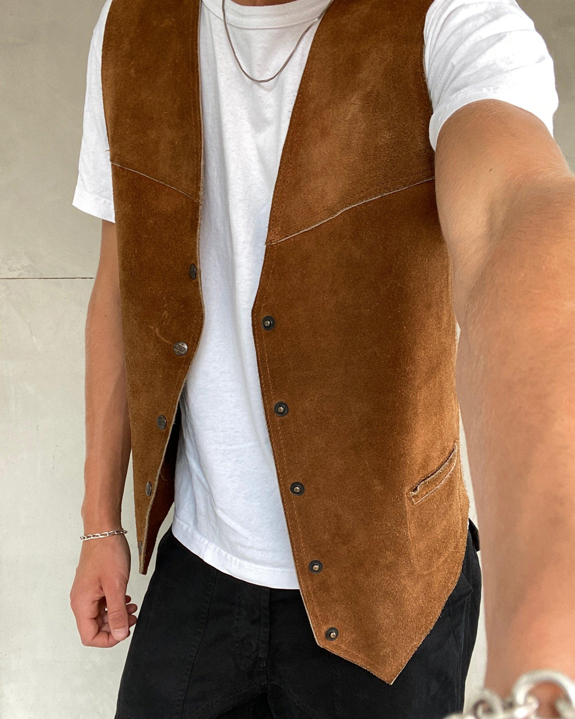 DIESEL 2000'S SUEDE LEATHER WAISTCOAT JACKET - L - Known Source