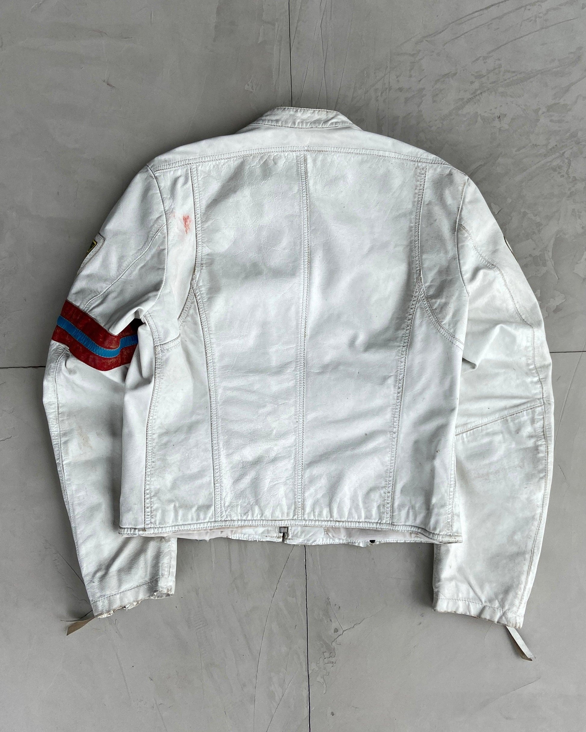 DIESEL 2000'S WHITE LEATHER RACER JACKET - M - Known Source