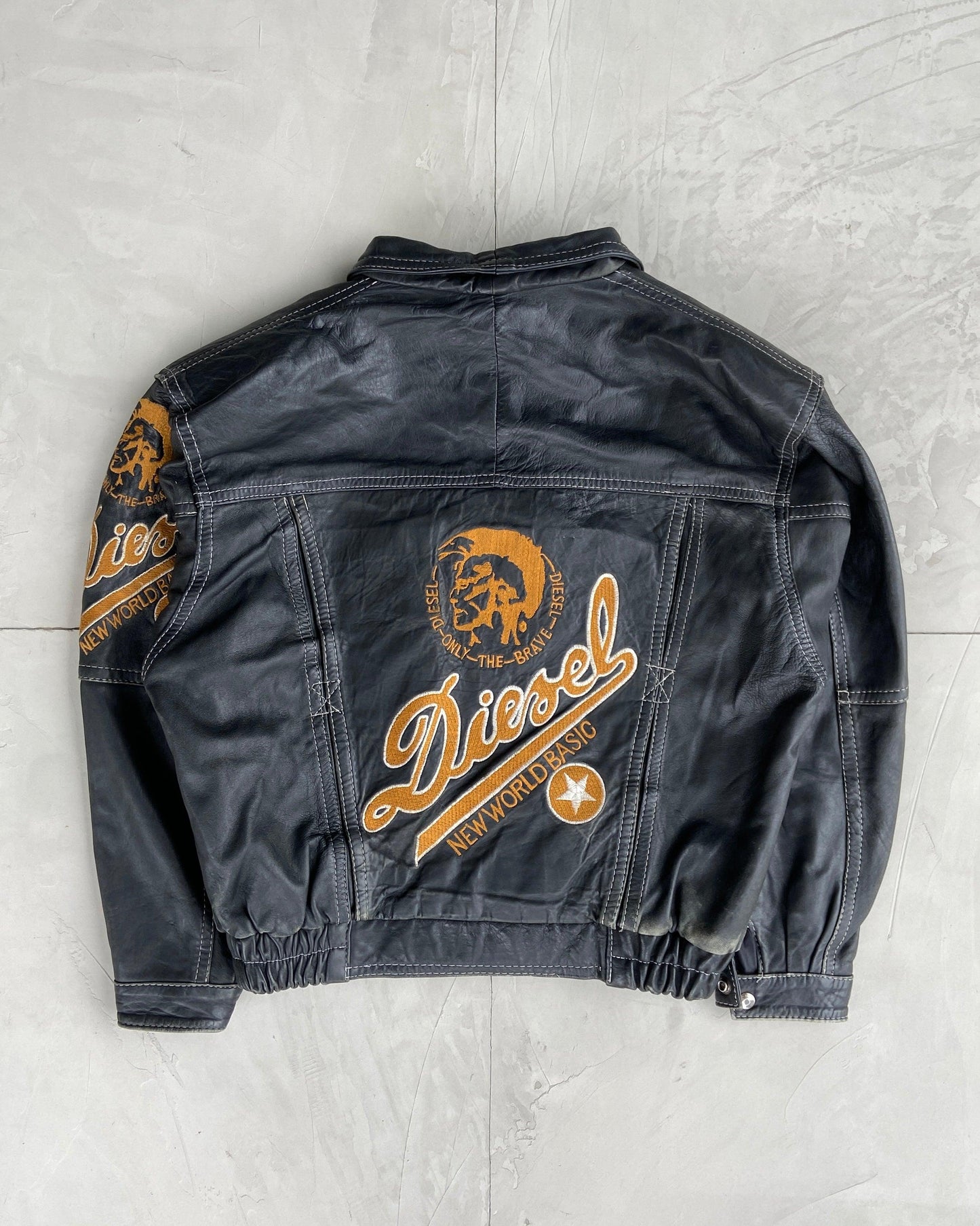 DIESEL 90'S BLACK LEATHER JACKET - M - Known Source