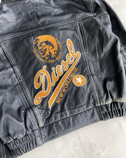 DIESEL 90'S BLACK LEATHER JACKET - M - Known Source