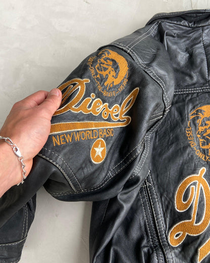 DIESEL 90'S BLACK LEATHER JACKET - M - Known Source