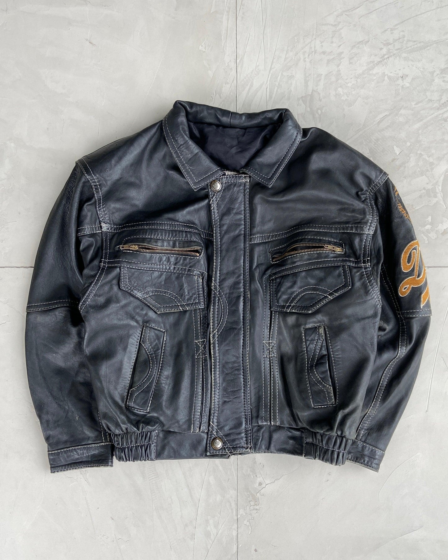 DIESEL 90'S BLACK LEATHER JACKET - M - Known Source