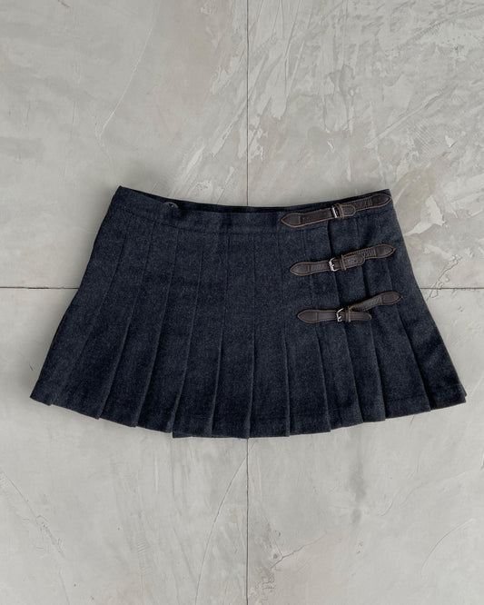 BURBERRY PLEATED WRAP MINI SKIRT - S/M - Known Source