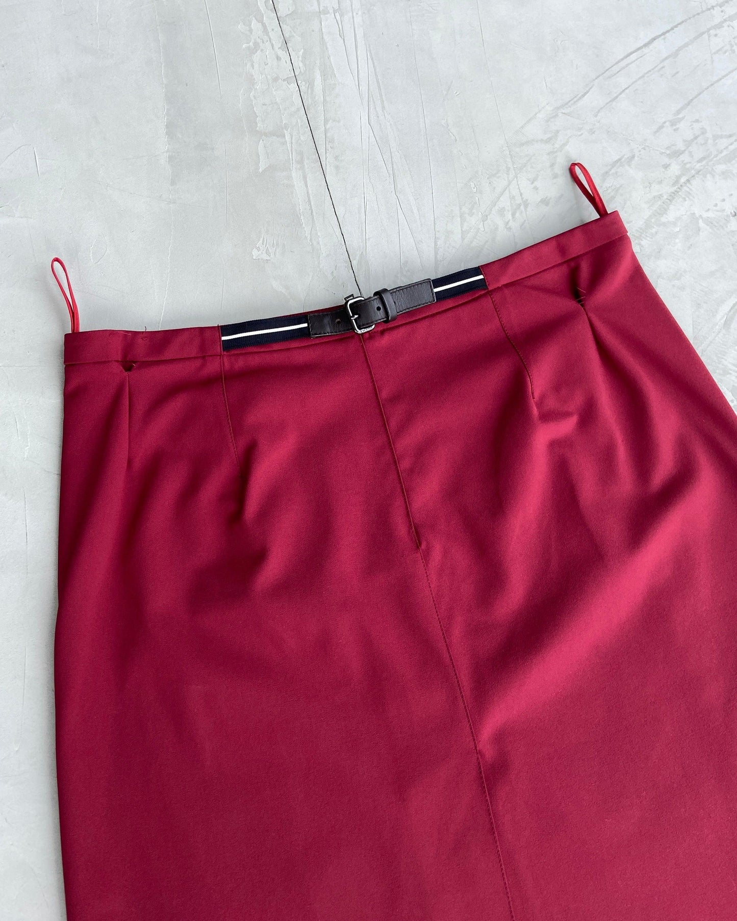 PRADA SPORT RED BELTED MIDI SKIRT - M - Known Source