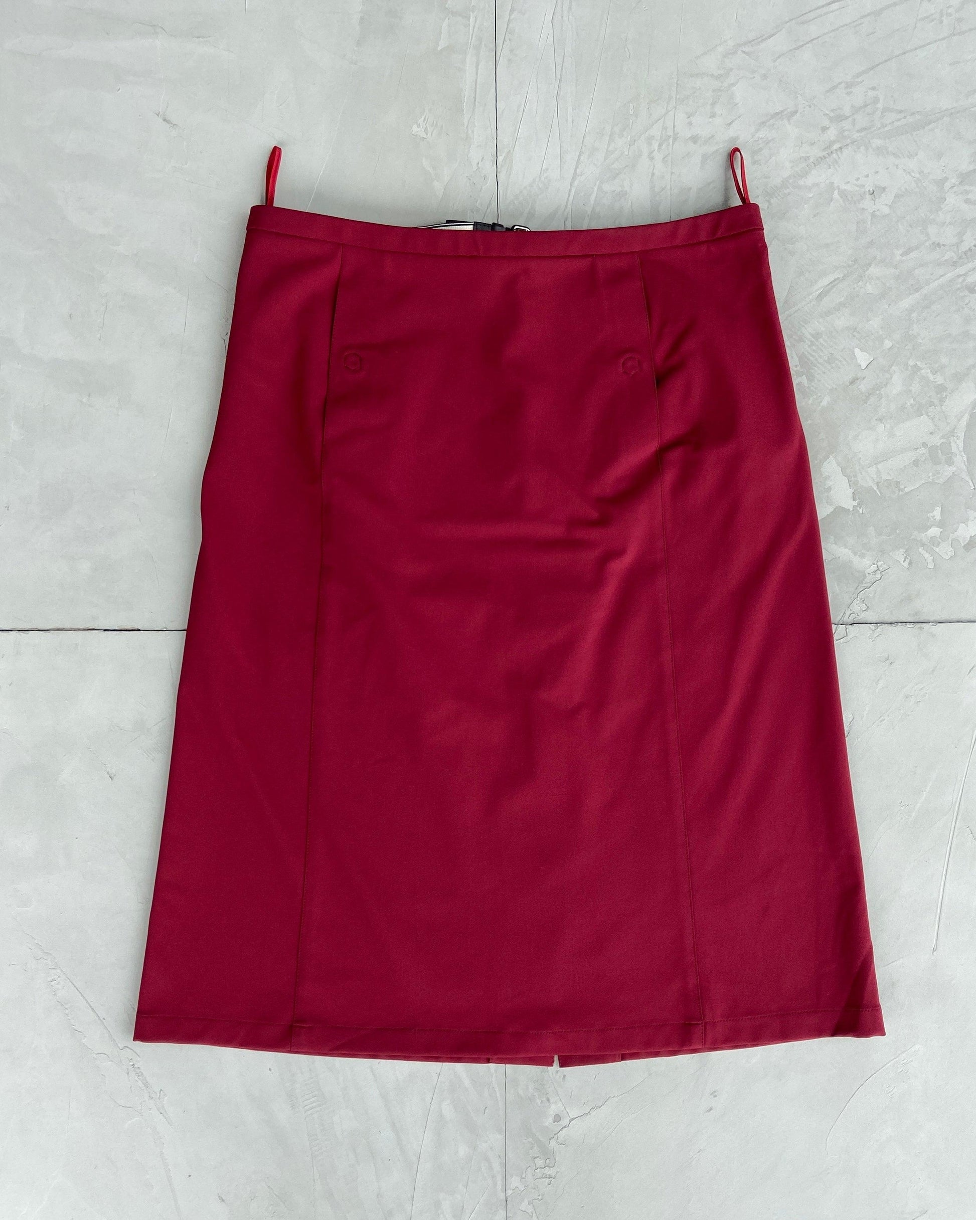 PRADA SPORT RED BELTED MIDI SKIRT - M - Known Source