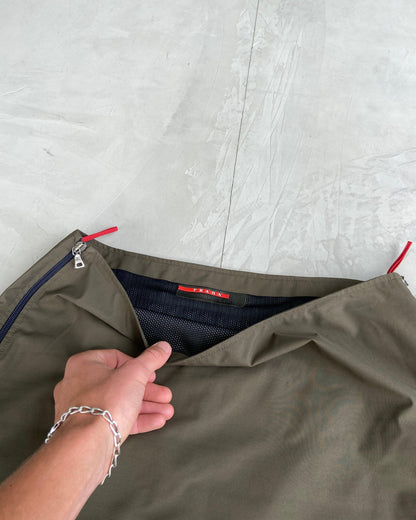 PRADA SPORT KHAKI NYLON ZIPPER SKIRT - M/L - Known Source