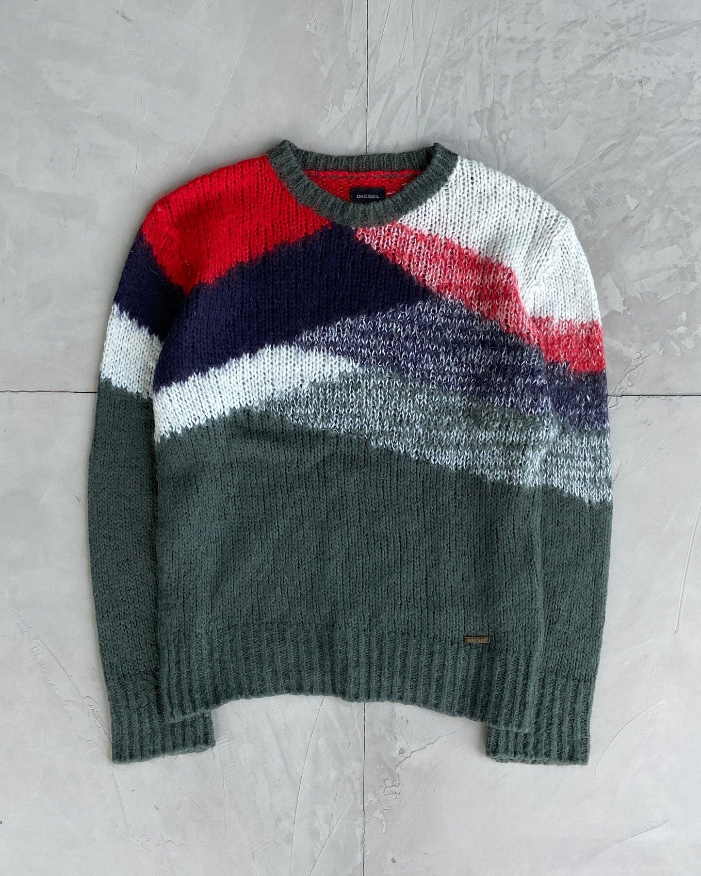 DIESEL 2000'S MOHAIR INTARSIA KNIT SWEATSHIRT - M - Known Source