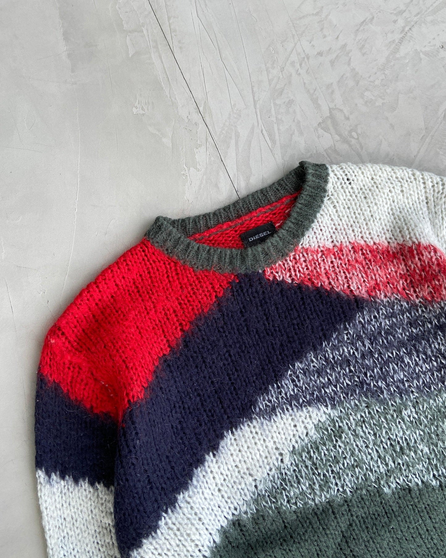 DIESEL 2000'S MOHAIR INTARSIA KNIT SWEATSHIRT - M - Known Source