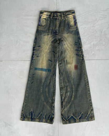 NO FAITH STUDIOS WAVE HEAVY DENIM JEANS - S - Known Source