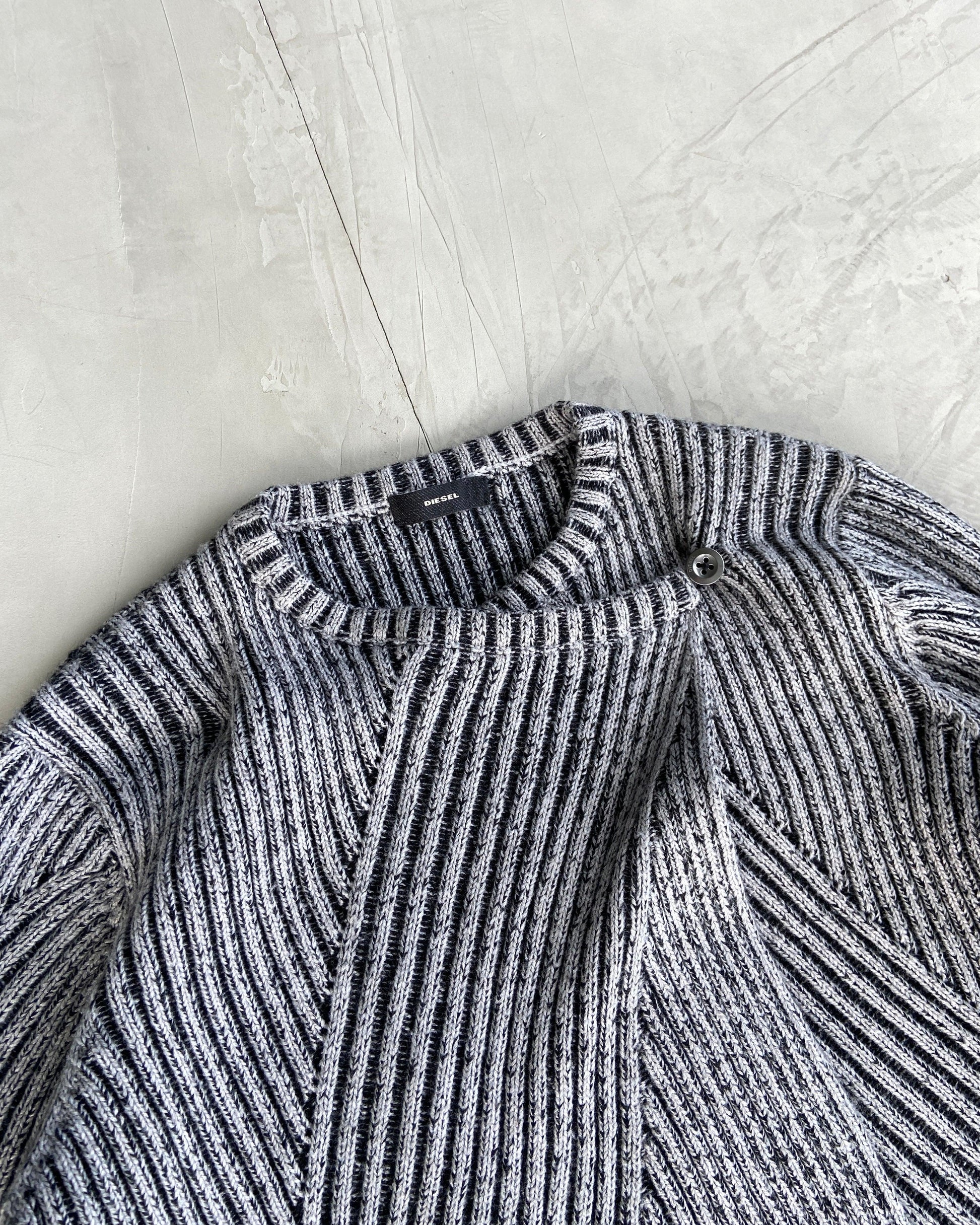 DIESEL 2000'S RIBBED KNIT WRAP SWEATSHIRT - L - Known Source