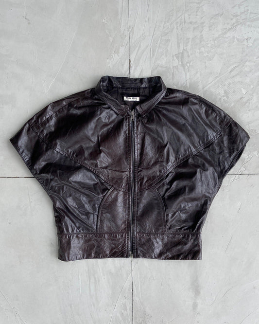 MIU MIU FW2008 CROPPED LEATHER JACKET TOP - M - Known Source