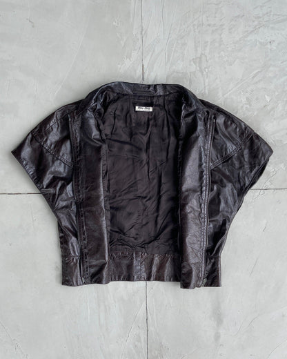 MIU MIU FW2008 CROPPED LEATHER JACKET TOP - M - Known Source