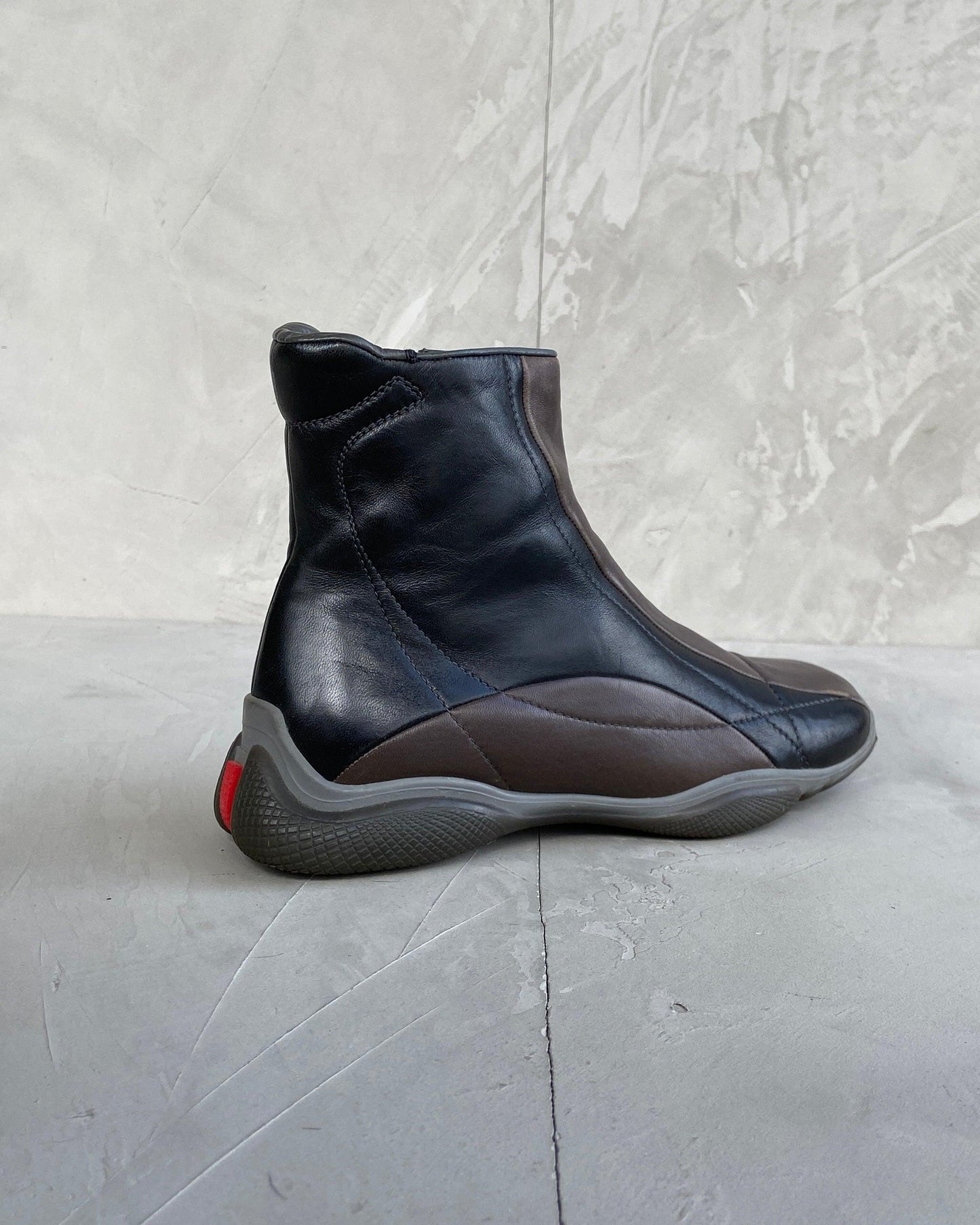 PRADA SPORT TWO-TONE LEATHER BOOTS - UK 3 - Known Source