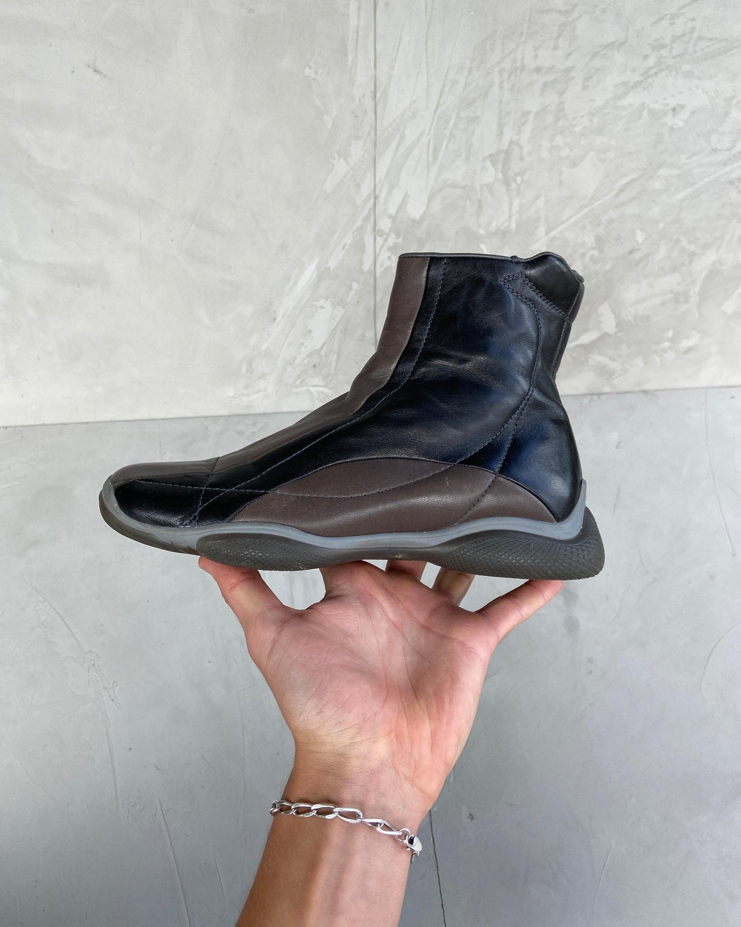 PRADA SPORT TWO-TONE LEATHER BOOTS - UK 3 - Known Source