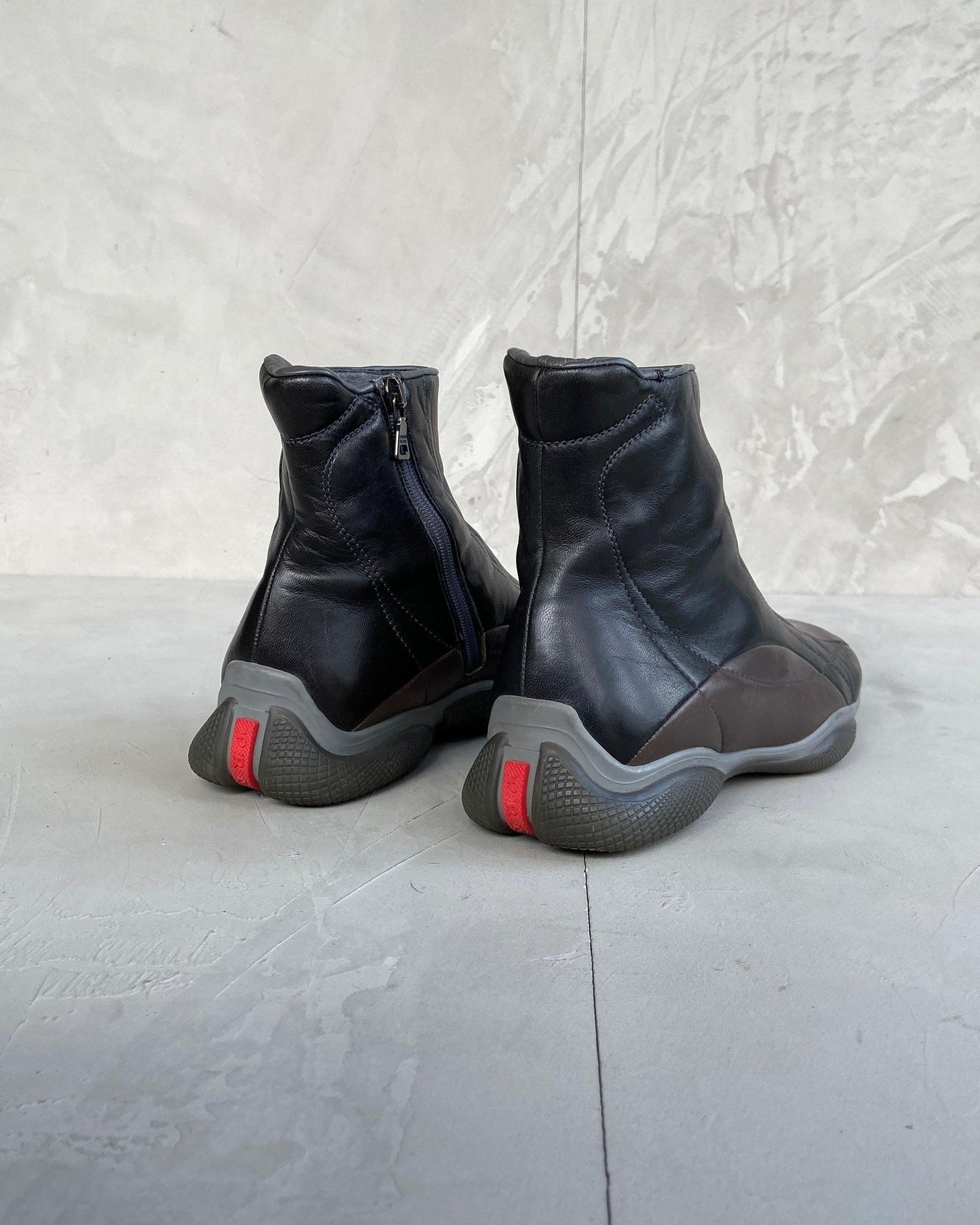 PRADA SPORT TWO-TONE LEATHER BOOTS - UK 3 - Known Source